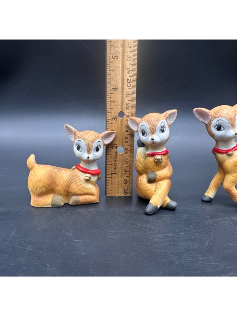 Vintage Deer Figurines Christmas Decor 1980s Ceramic Fawn Set Of 3 Homco Taiwan - Picture 8 of 8